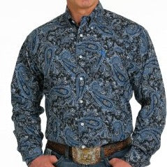 Cinch Navy Paisley Long Sleeve Button Down