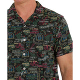 Cinch Men's Black Neon Sign Short Sleeve