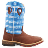 Twisted X Men's 12" Cell Stretch Square Toe Boot-Blue Top