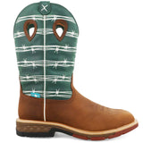 Twisted X Men's 12" Waterproof Alloy Toe Pull-On Work Boot-Green Top