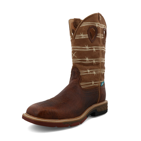 Twisted X Men's Rustic Brown/Lion Tan Alloy Square Toe