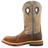 Twisted X Men's Nano Comp Toe Pull-On Work Boots-Caiman Print Leather