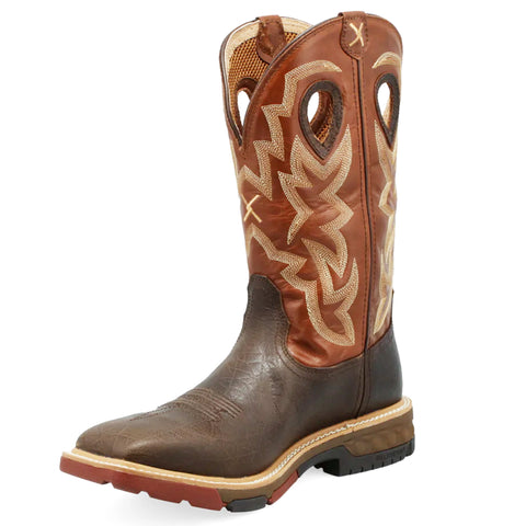 Twisted X Men's Distressed Brown Waterproof Square Toe Boot