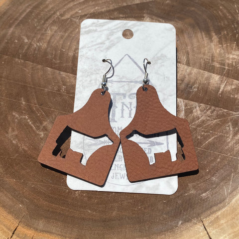 TNR Handmade Leather Cut Out Cattle Rawhide Earrings