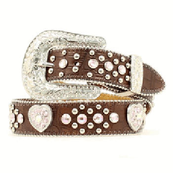 Nocona Girl's Brown Heart Concho Belt