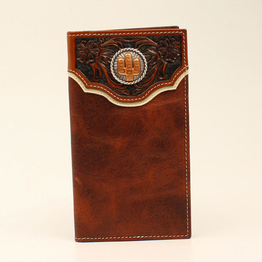 Nocona Floral Tooled with Cactus Concho Checkbook Cover