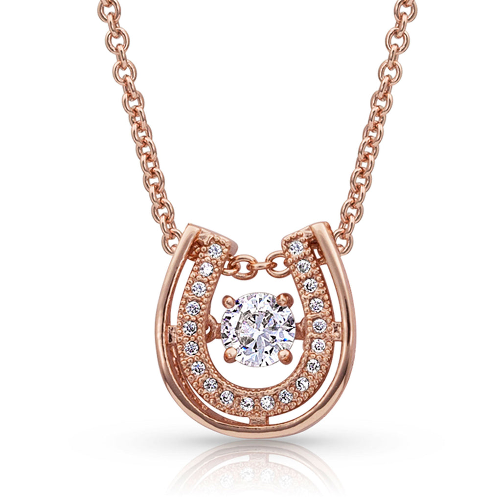Montana Silver Dancing With Luck Rose Gold Horseshoe Necklace 