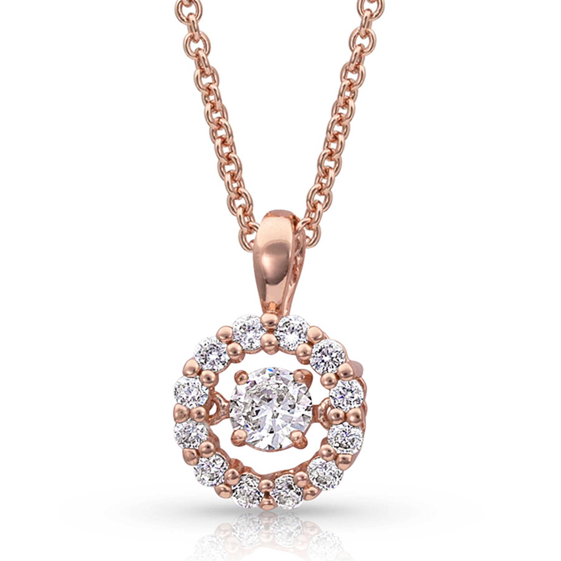 Rose gold online halo necklace