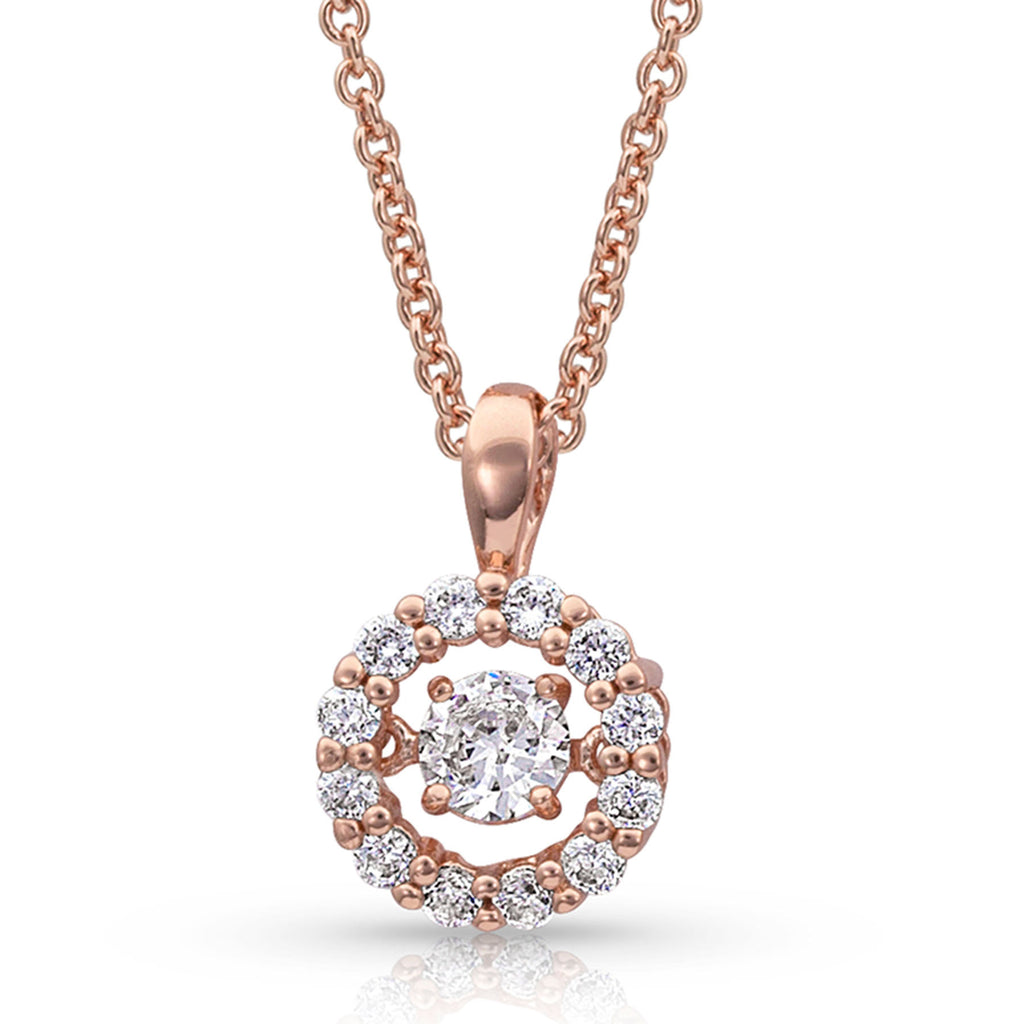 Montana Silver Dancing Rose Gold Halo Circle Necklace 