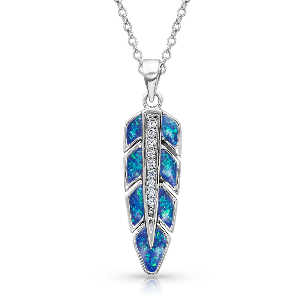 Montana Silver Hawk Feather Opal Necklace 