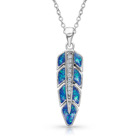 Montana Silver Hawk Feather Opal Necklace 