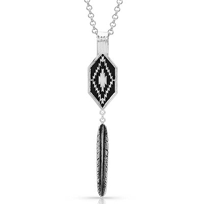 Montana Silversmiths Black Silver Aztec Feather Necklace
