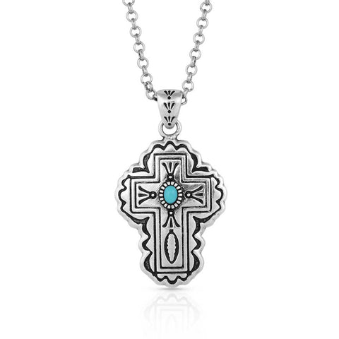 Montana Silversmiths Turquoise Silver Cross Necklace