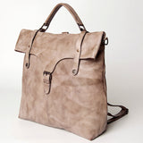 Never Mind Taupe Leather Backpack
