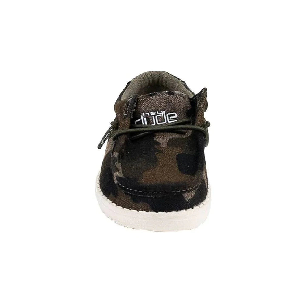 Scarpe Hey Dude Wally Youth - Mocassini In Cotone Camoscio Verde Per Bambini - Foto 13