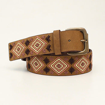 Nocona Brown Diamond Embroidered  Belt
