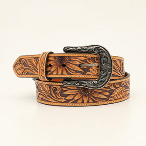 Nocona Women's Natural Sunflower Tooled Belt