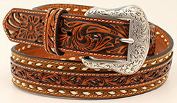 Nocona Men's Pierced Buck Stitch Laced Edge Belt