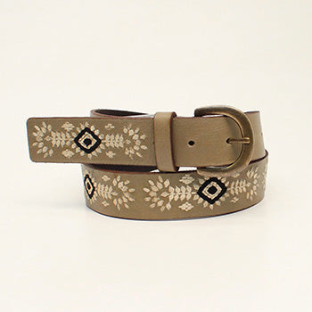 Nocona Light Brown Diamond Embroidered Belt