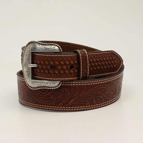 Nocona Men's Floral Taper Basket Belt