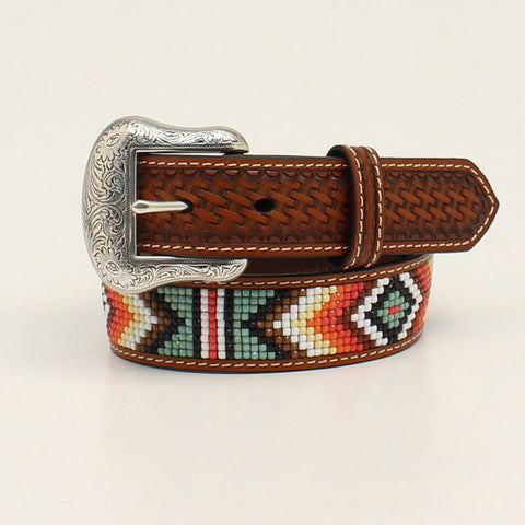 Youth Brown Basket Weave Beaded Belt