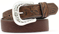 Nocona Men's Brown Bullhide Floral Belt