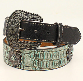 Nocona Turquoise Croc Print with Concho's Belt