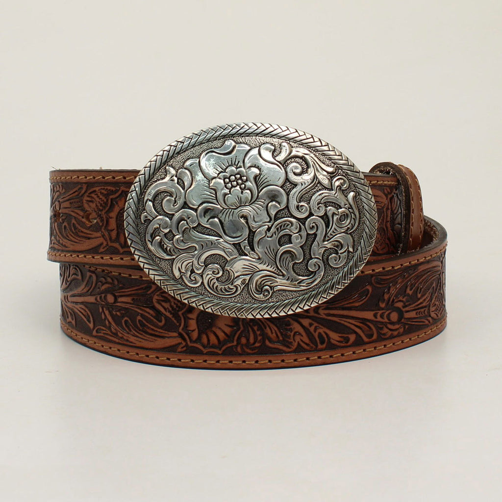 Nocona Women's Tan Floral Belt with Floral Buckle