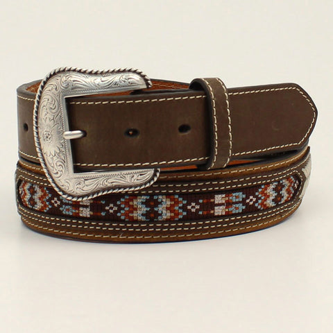 Nocona Men's Brown Southwestern Inlay Belt