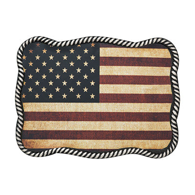 Rectangular Rope Edge USA Flag Buckle