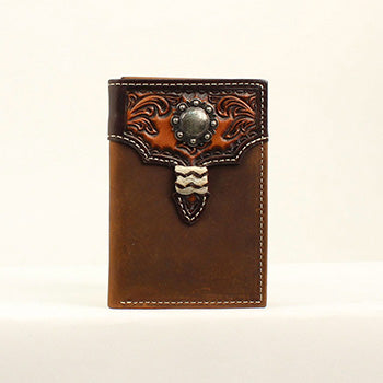 Brown Embossed Overlay with Concho Trifold