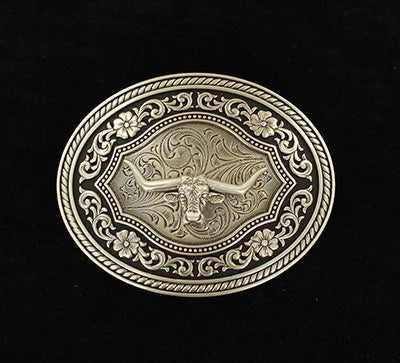 Nocona Oval Rope Edge Longhorn Buckle