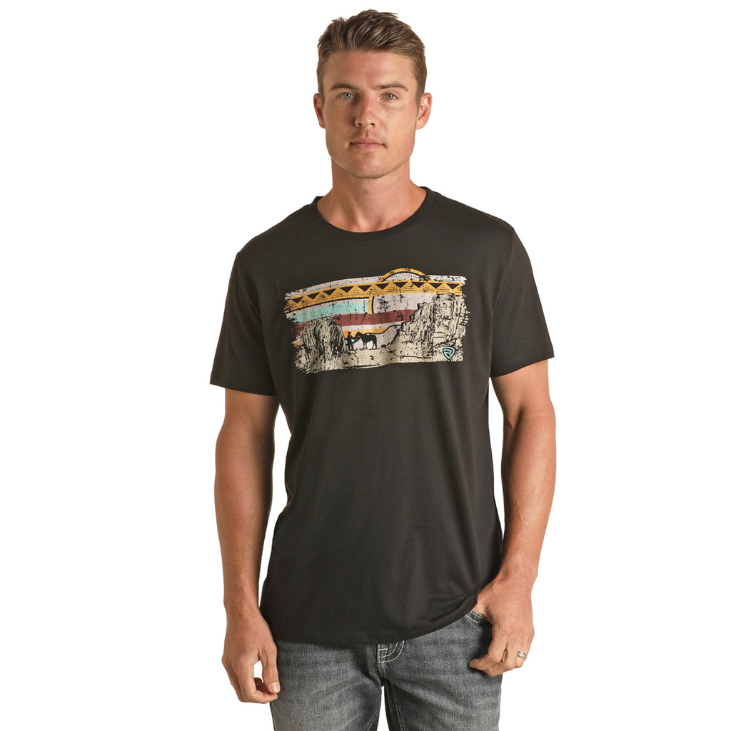 Rock & Roll Black Tee with Southwest Vintage Graphic