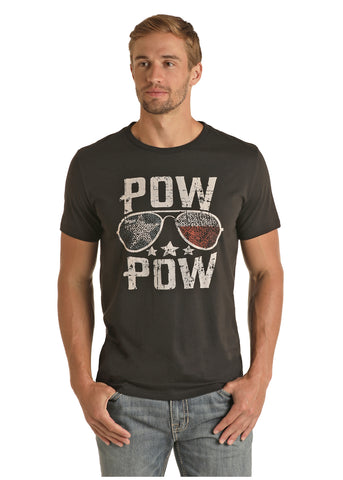 Rock & Roll P.O.W. Black Crew Neck Tee with Vintage Graphic by Dale Brisby
