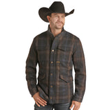 Powder River Navy Plaid Wool Coat