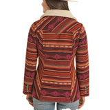 Ladies Serape Stripe Wool Coat