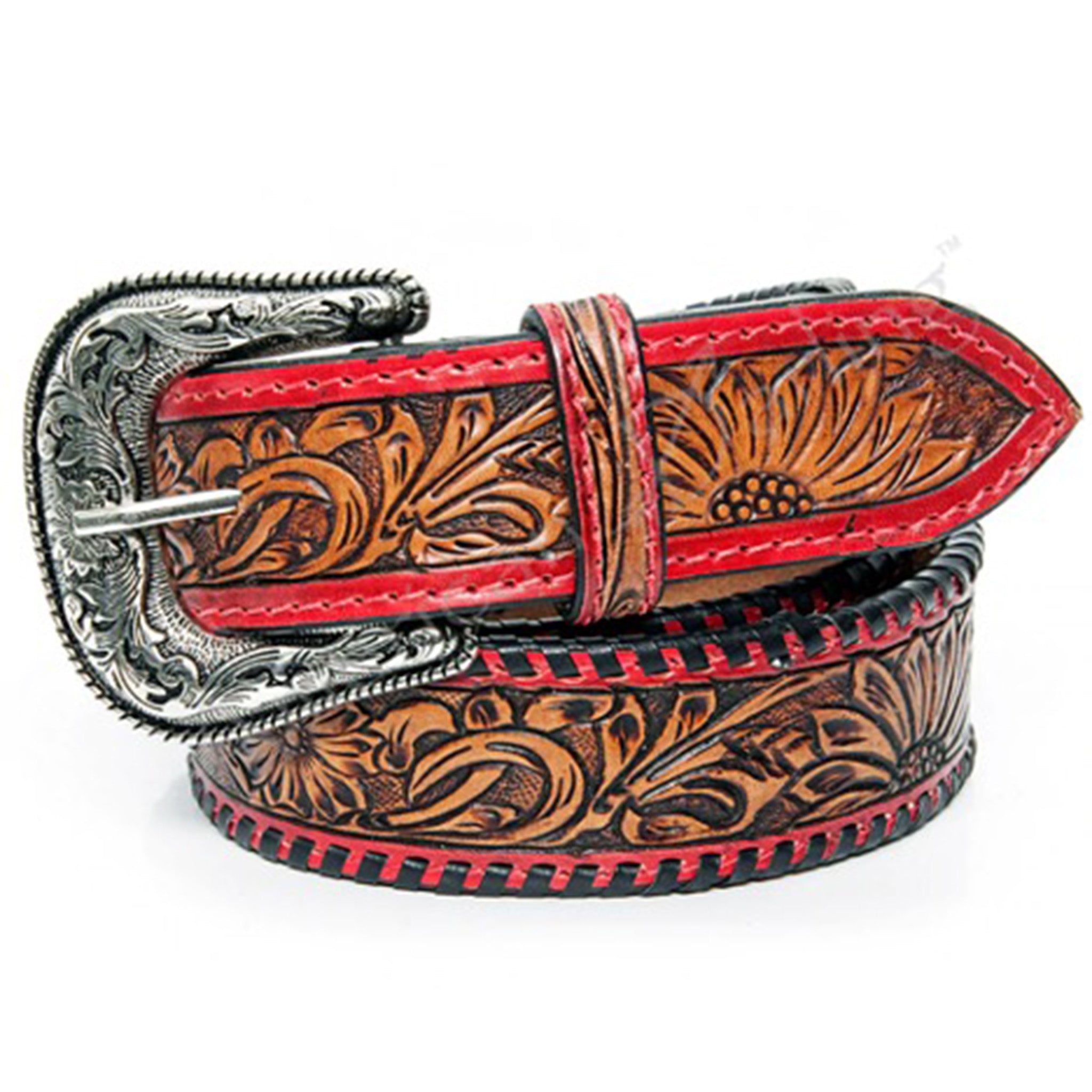 American Darling Red Tooled Belt American Darling Red Tooled Belt