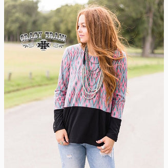 Crazy Train Women's Pink Aztec Cow Puncher Tee 