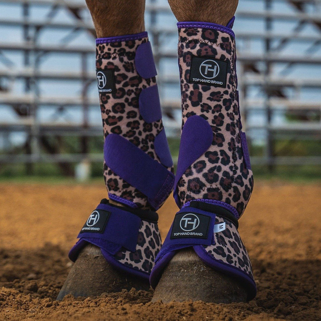 Top Hand Brand Purple Cheetah Bell Boots