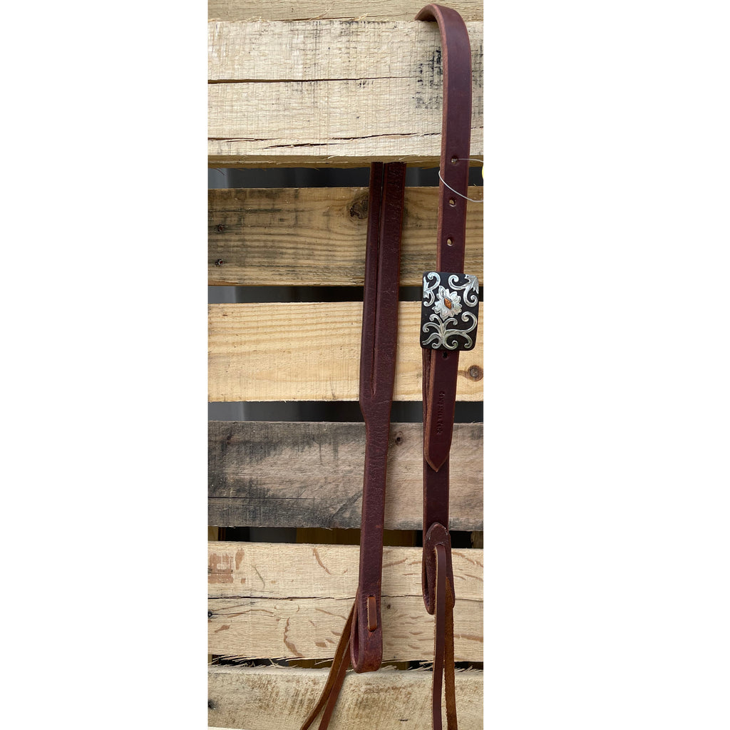 Cowperson Tack 3/4" Split Ear Headstall with Square Floral Buckle