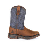 Rocky Little Kid's Brown and Blue Square Toe Boot 