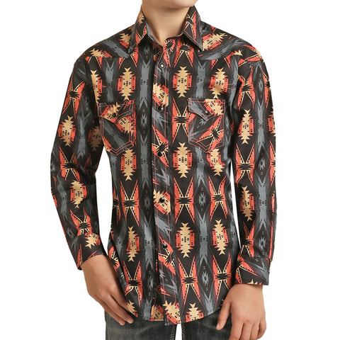 Panhandle Slim Boys Aztec Stripe Snap Shirt