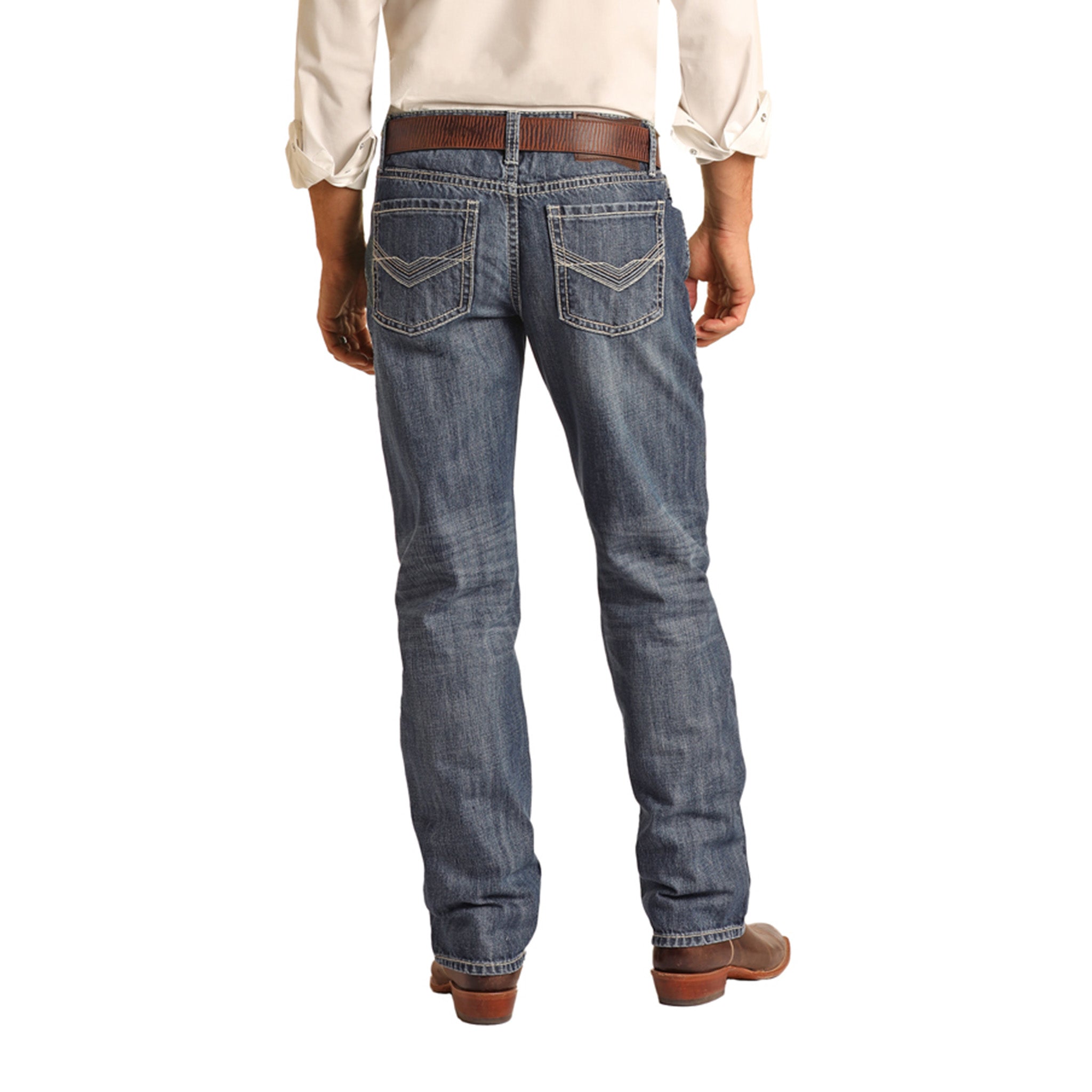 Rock Roll Cowboy Medium Wash Vintage Stackable Bootcut Jeans