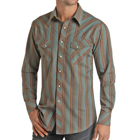 Rock & Roll Men's Chocolate and Teal Striped