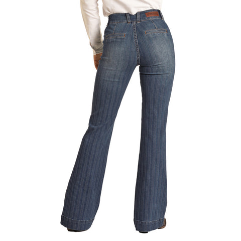 Rock & Roll Cowgirl High Rise Dark Wash Trousers