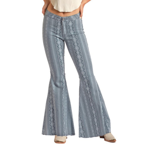 Blue Aztec Bell Bottom Jeans