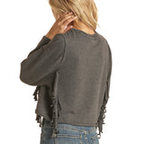 Rock & Roll Black Fringe Fashion Top-Desert Scene Graphic