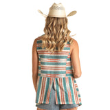 Rock & Roll Cowgirl Turquoise/Coral Striped Vest