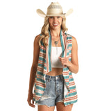 Rock & Roll Cowgirl Turquoise/Coral Striped Vest