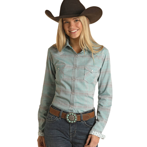 Rough Stock By Rock & Roll Cowgirl Long Sleeve Snap Western Shirt